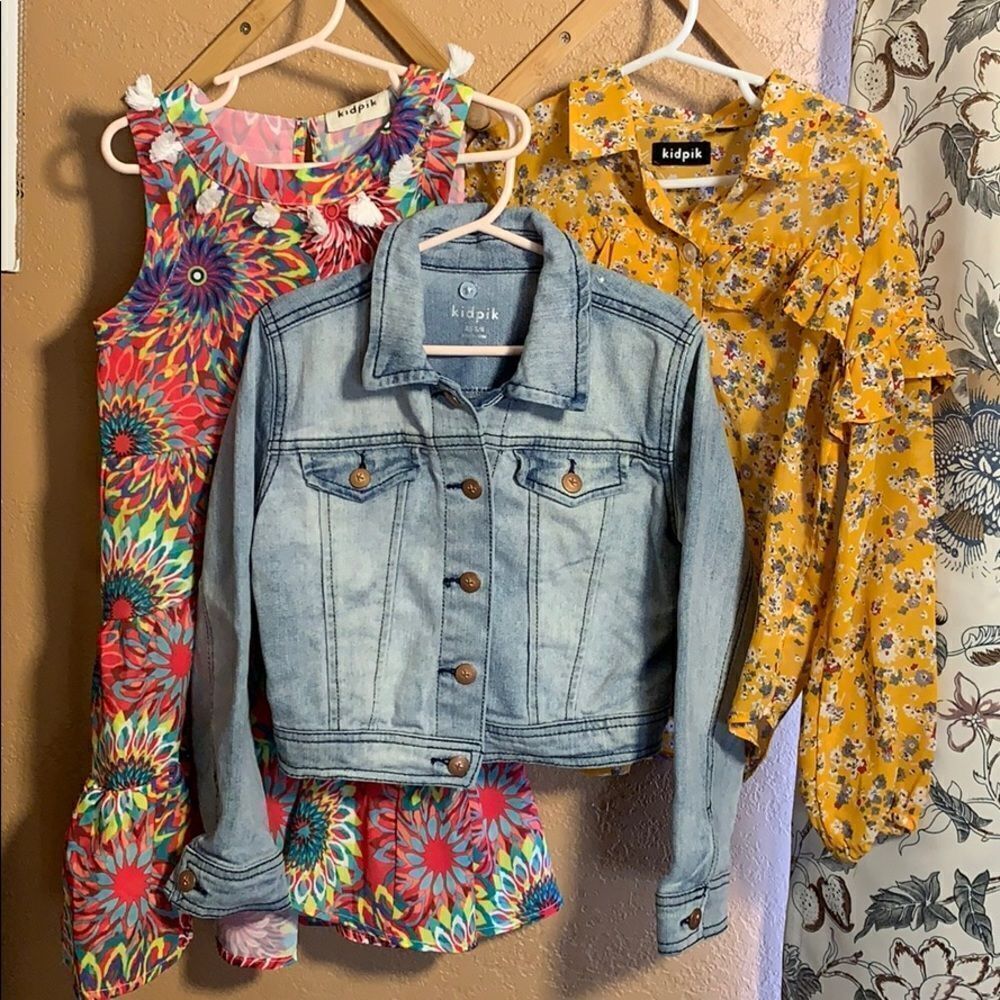 Kidpik Outfit Jean Jacket, Blouse, Dress Size 5/6